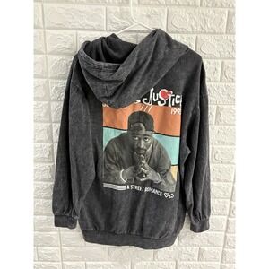 CHEMISTRY WOMENS‎ HOODIE SWEATER SIZE MEDIUM POETIC JUSTICE 2 PAC ACID WASH GRAY